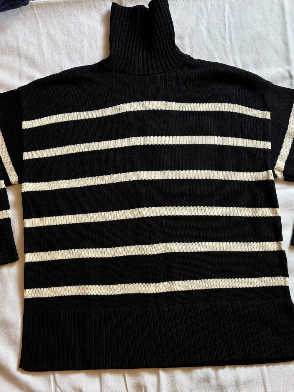 Old Navy Black and White Striped Turtleneck Sweater
